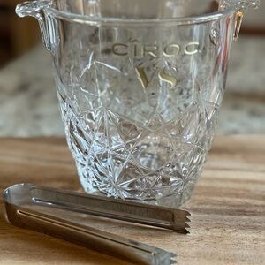 CIROC VS. MINI Crystal Ice Bucket with Silver Tongs. 5.5” x 4.5